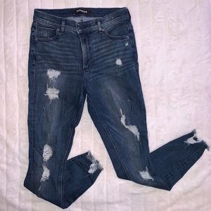 Express Distressed Dark Wash Jeans sz 8